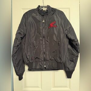 Honda Black Nylon Motorcycle Jacket with removable insert. - unisex M